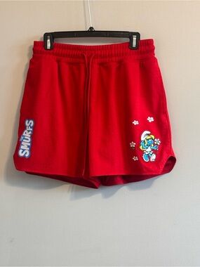 The Smurfs Smurfette Red Mesh Athletic Shorts Size L Cartoon
